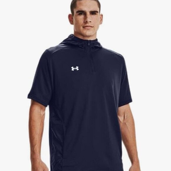 Under Armour Men's Command Short Sleeve Hoodie Navy Blue NEW Mens Medium - Picture 1 of 4